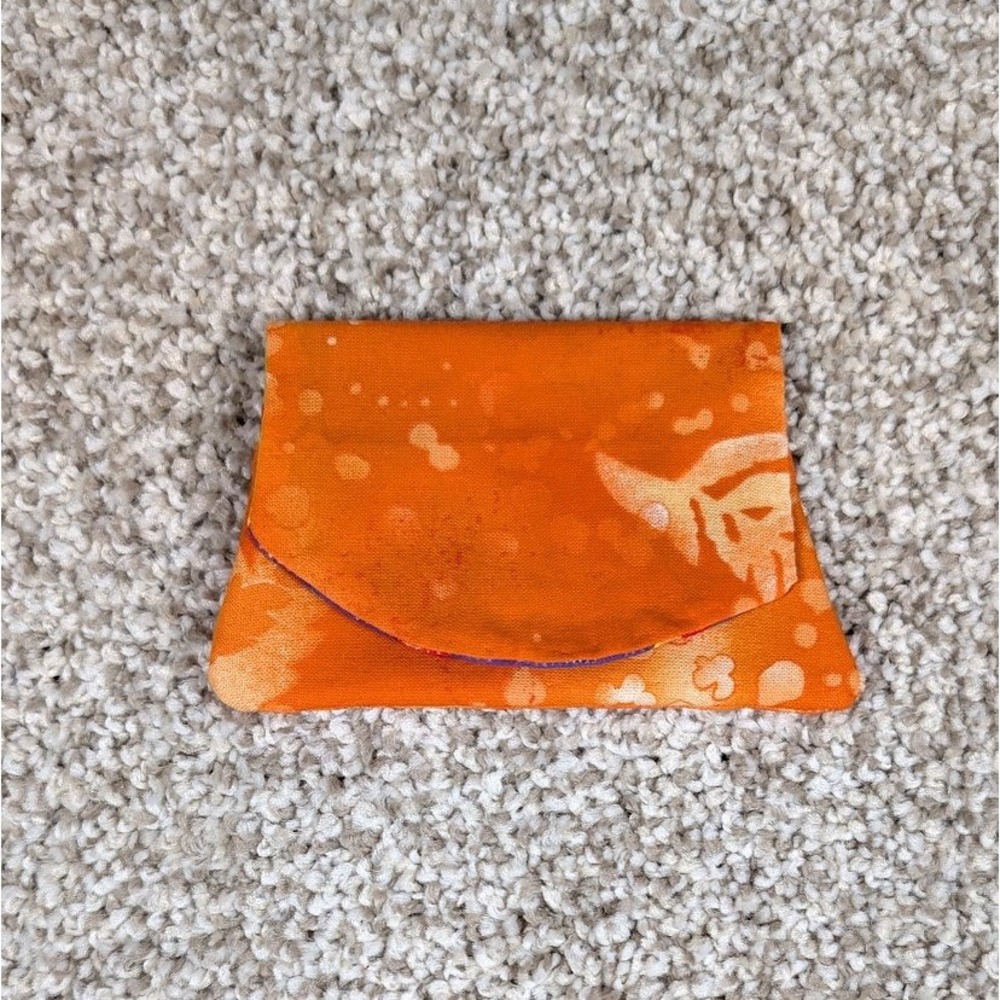 Handmade Orange Rainbow Fabric Pocket Wallet‎ Card Holder Coin Pouch